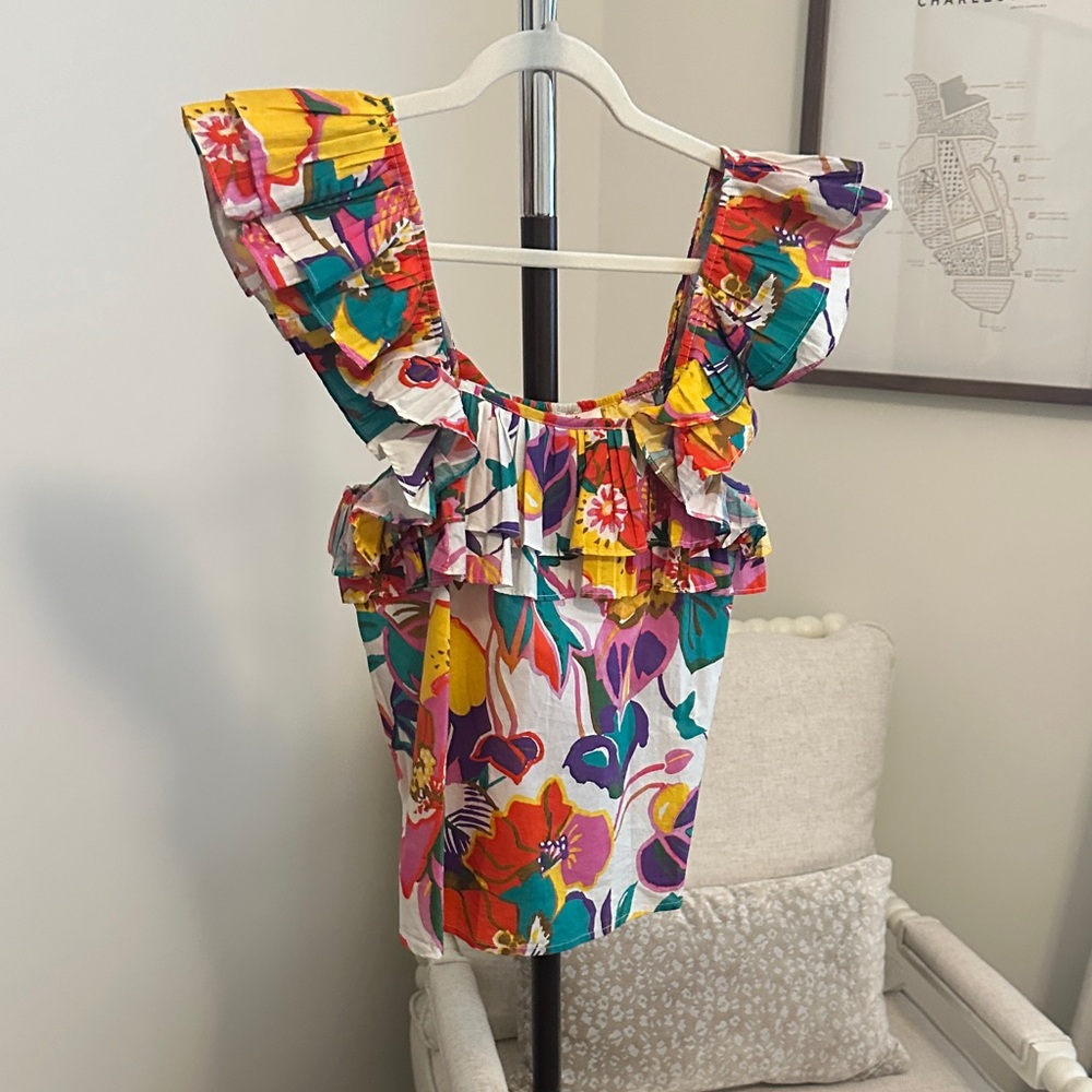 Entro Multicolor Floral Ruffle Blouse